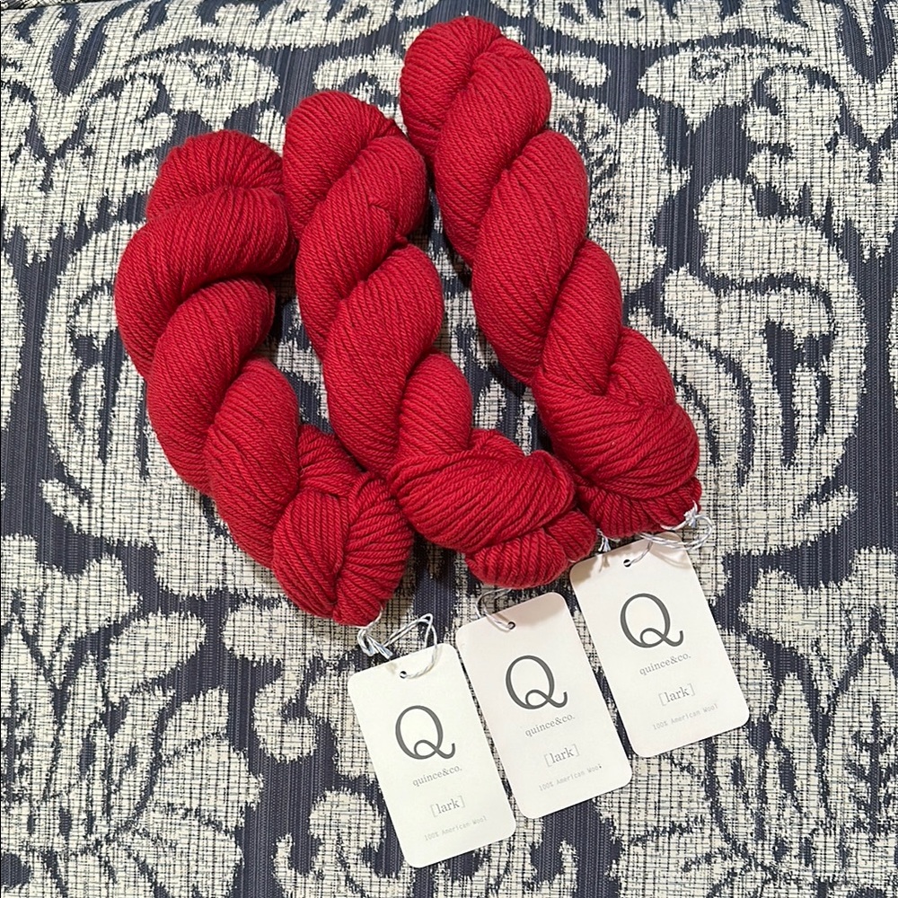 NWT Quince & Co. “Lark” Wool, Winesap Red, 3 Skeins